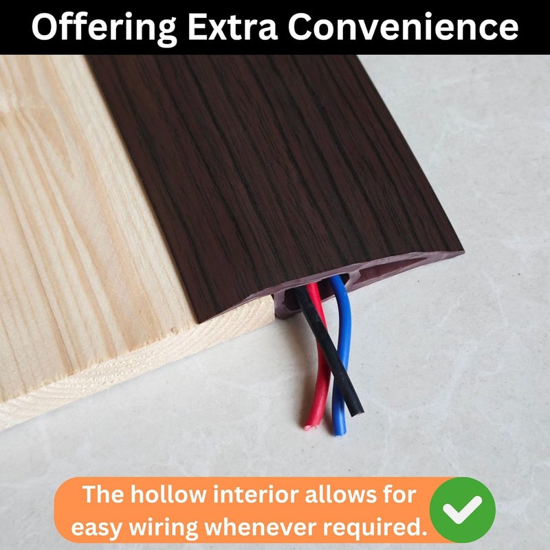 Maxiroc 1/2" to 3/5" Height Threshold Ramp - Rubber Threshold, Floor Transition Strip, Door Strip, Wheelchair Ramp, Carpet to Tile Strip (Ebony Walnut, 80 inches) - Image 5